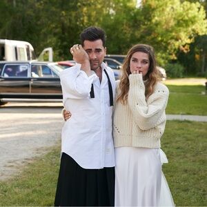 Free People White Knit Sweater V neck